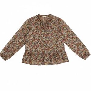 GAP Floral Print Ruffle Neck‎ Tie Blouse Long Sleeve Women Medium